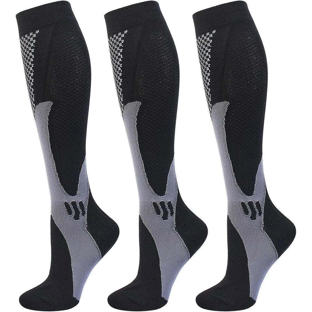 

3 Pairs Compression Socks for Men Women 20-30 mmHg ， Stockings for Pregnancy Sport Travel Running