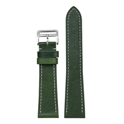 Genuine Leather Retro Watch Strap with Quick Release Bar for 22mm (Dark green)