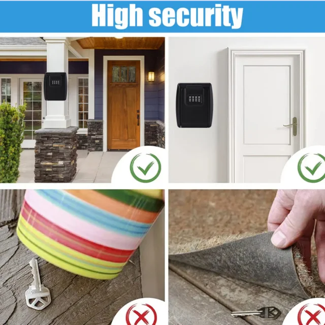 Alloy Key Lock Box Password Combination Lock Box Wall-mounted Key Storage Box Reset Password Anti-theft Security Lock Box Home 4