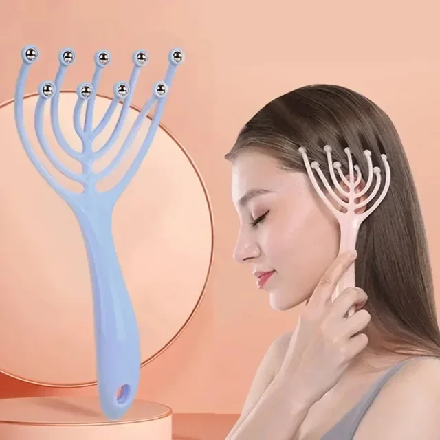 9Claws Head Massager Head Spa Streamlined Ball Body Relaxation Hand Held Scalp Massage Roller Hair Growth Stress Relief Aid Tool