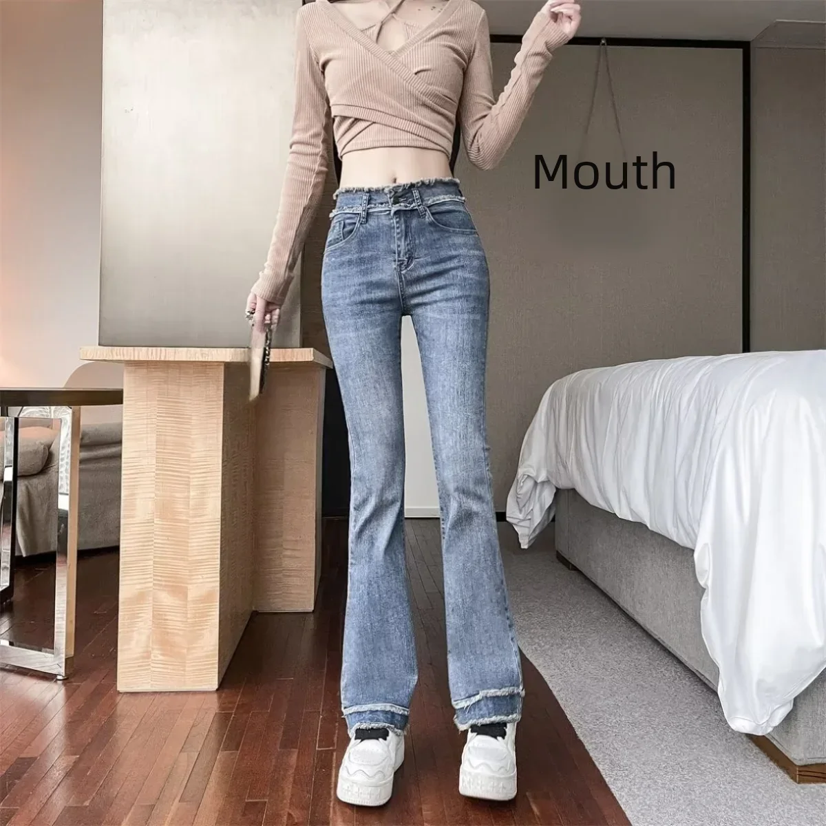 TAVIMART  -  Retro Blue High Waist Women's Pants Casual Straight Leg Female Jeans Classic Zipper Long Length Trousers Office Woman Clothes