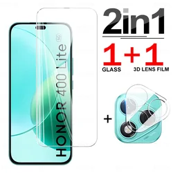 Dual Protection Tempered Glass & 3D Camera Shield - Clear Lens Cover for Honor 400 Lite (2in1 1glass 1lens)