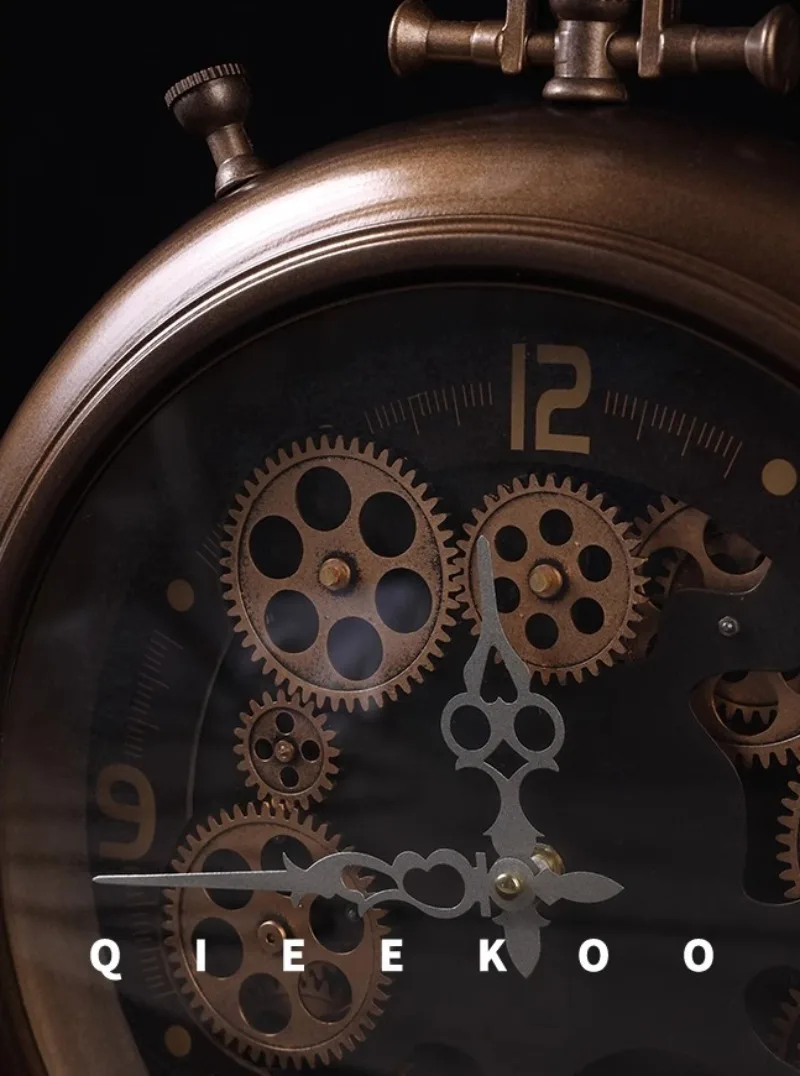 Description Picture 6 of itemEuropean Vintage Wall Clock Home Metal Gear Clock Art Decorated Living Room Dining Creative Iron Aesthetic Ornaments Accessories