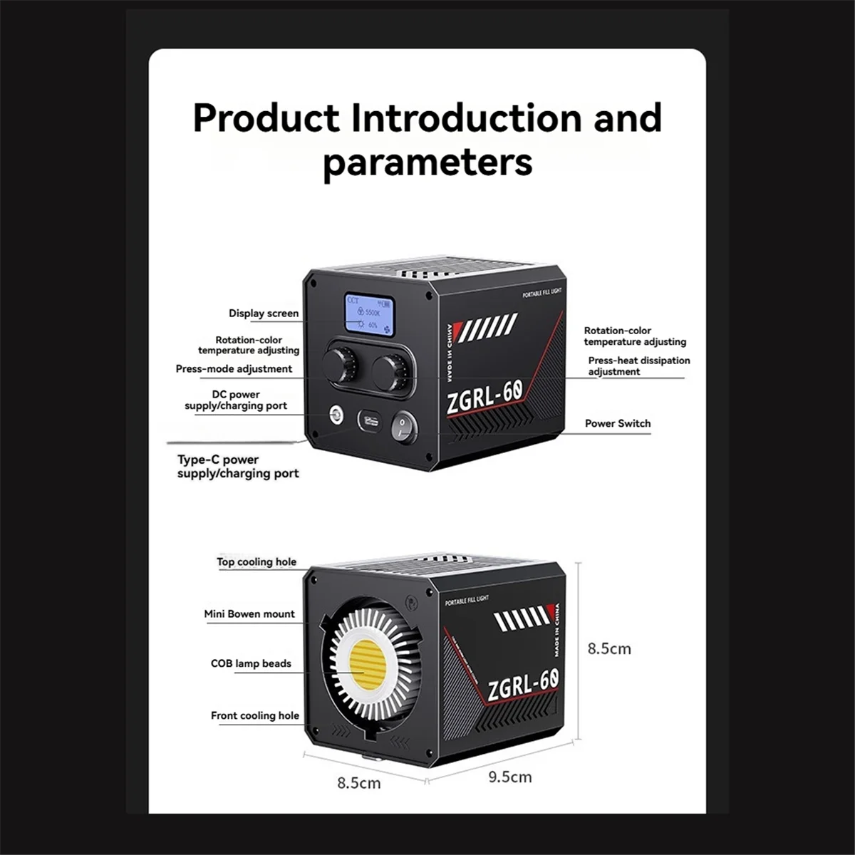 ABAN 60W Pro LED 비디오 조명 사진 스튜디오 조명 조명 제어 패널 포함 비디오 라이브 스트리밍 EU 플러그용 미니 소프트박스