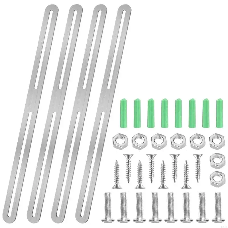 4Pieces Set of Durability Mailbox Brackets Portable for Stainless Steel Fence Mounting and Home Furniture Reinforcement