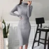 Autumn and Winter Womens Long Sleeve Turtleneck Sweater Dresses Warm Knitted Bodycon Pullovers Jumper Dresses Vestidos Largos 1
