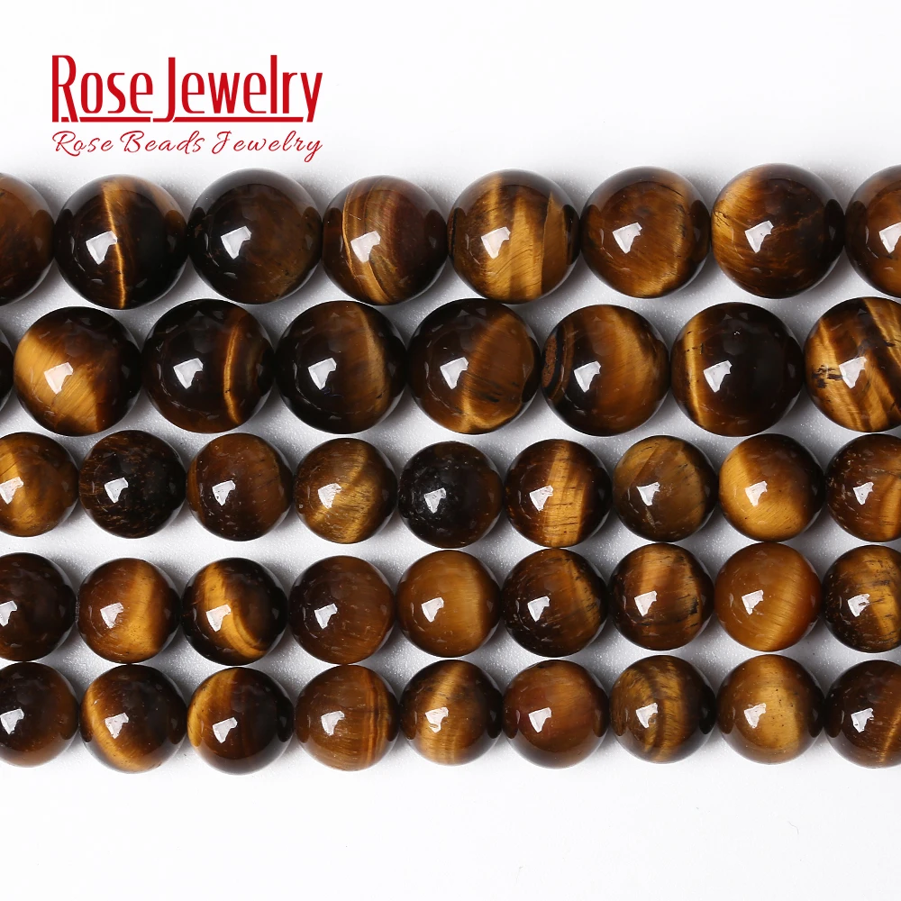 

AAAAA Natural Stone Yellow Tiger Eye Round Beads 15" Strand 4 6 8 10 12 14 16 18 20MM Pick Size for Jewelry Making