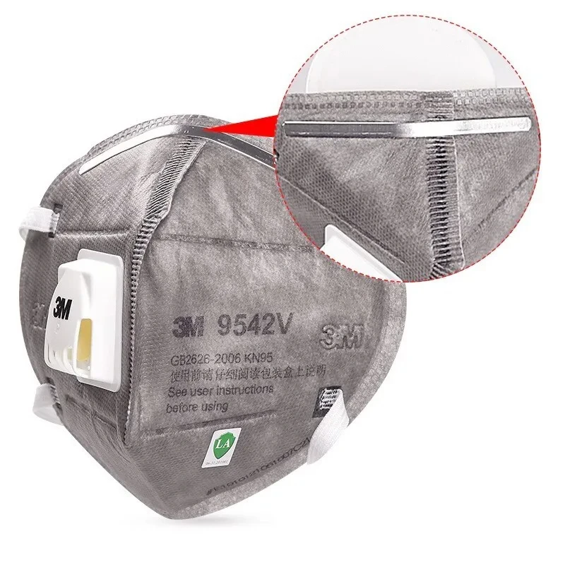Lot de 20 masques KN95 3M 9541V/9542V réutilisables avec valve