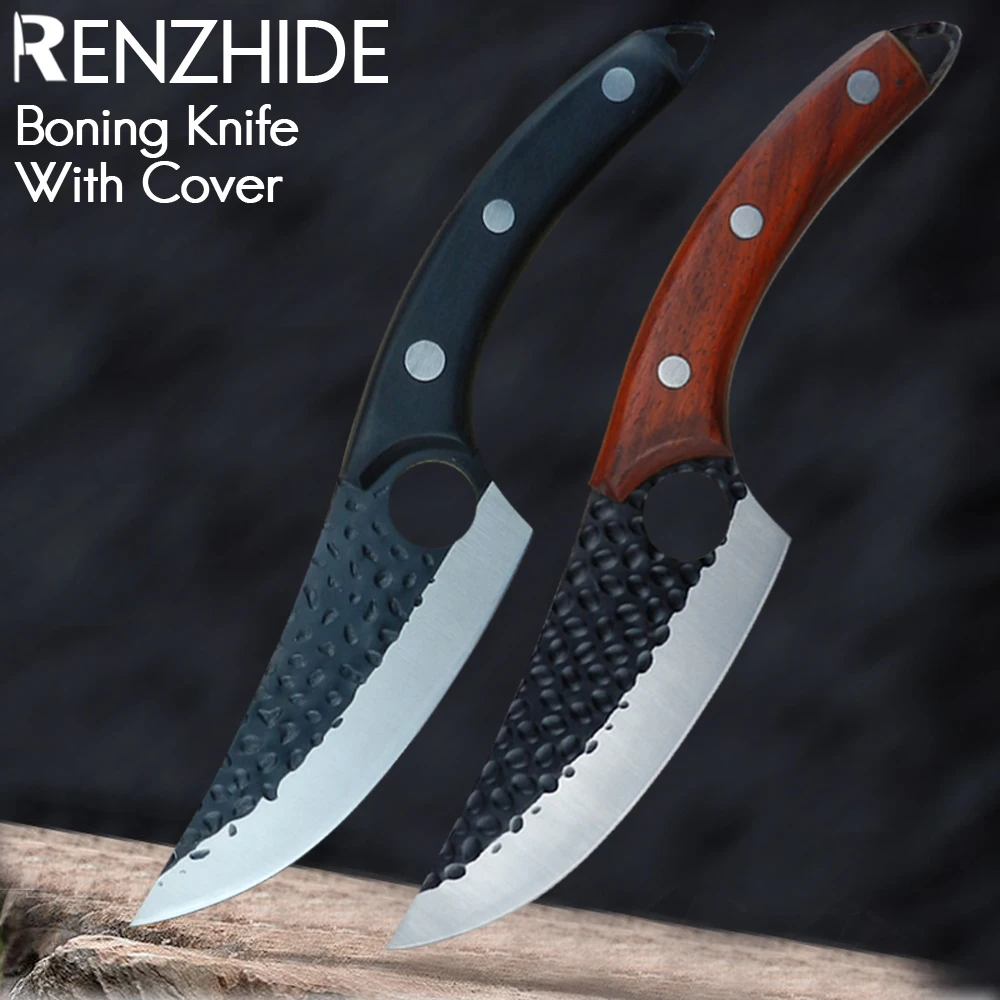 

RZD Forged Steel Cleaver Camping Pocket Knife Sheath Serbian Chef Style Fillet Fishing Hiking BBQ Travel Cooking Tool Accessory