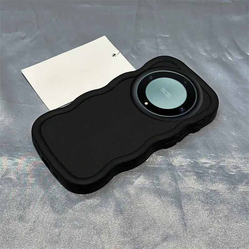 Wave Design Silicone Shock-Absorbing Phone Case - Solid Color, Minimally Designed