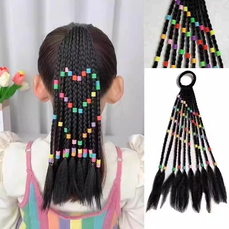 Synthetic Lovely Girls Braided Wigs Ponytail Extension Rubber Bands Hair Bands Headwear Kids Hair Accessories Hair Ornament