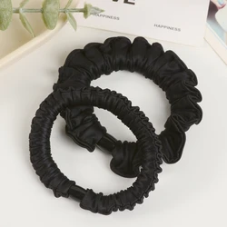 Luxurious Satin Hair Scrunchie Set - Soft, Silky, No - Damage Elastic Hair Bands (Black)