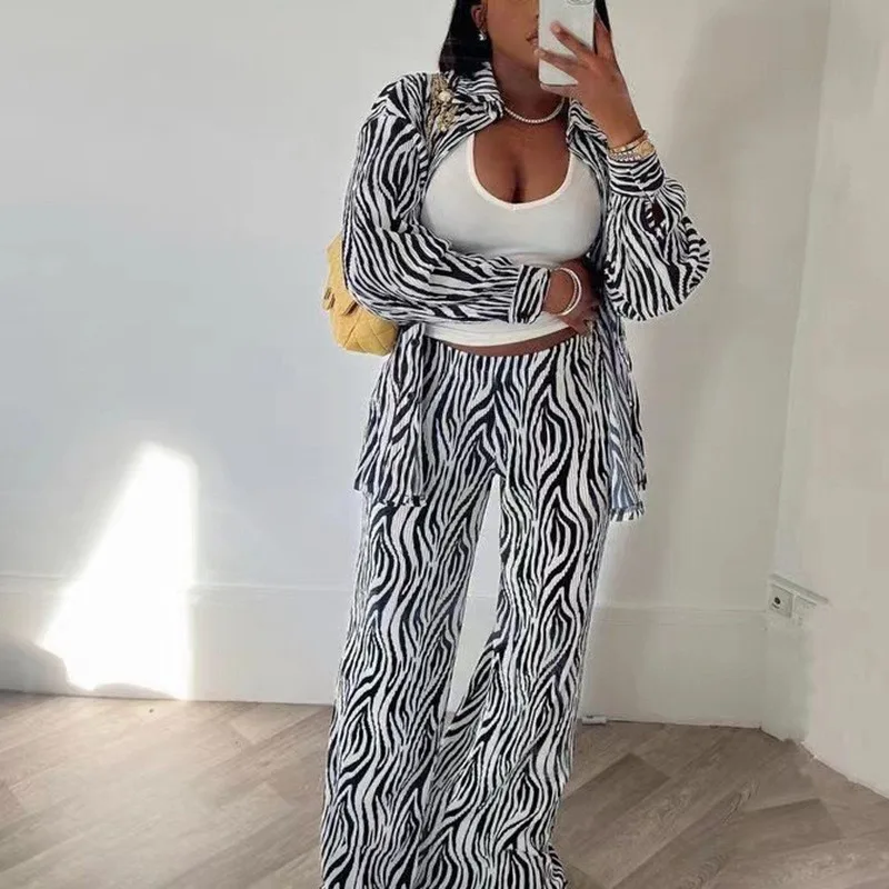 

Covered Summer Women Bath Suit Beach Outouts For Free Shipping Long Sleeve Pleated Print Shirt Leg Pants Two Piece Polyester