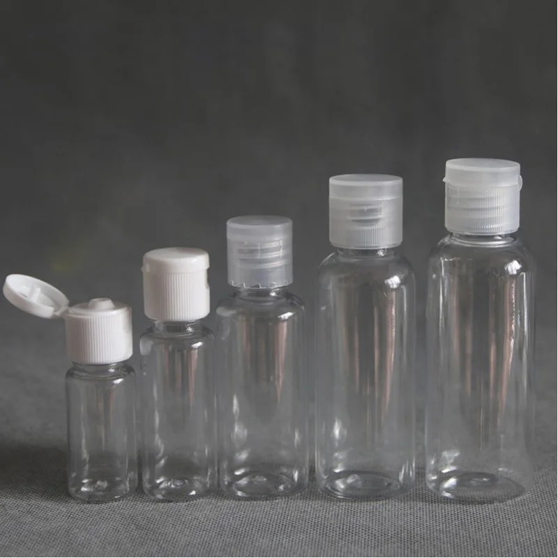 애완 동물 투명 플라스틱 병, 5ml-100ml, 로션 젤 병, 향수, 에센셜 오일 병, 나비 캡, 화장품 바이알