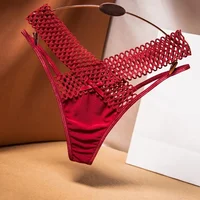 2024 culottes pour femmes coupe croisée string en soie glacée sport mode Perspective taille basse rubans Трусы Ж Dön (@е tongs de lingerie sexy 4
