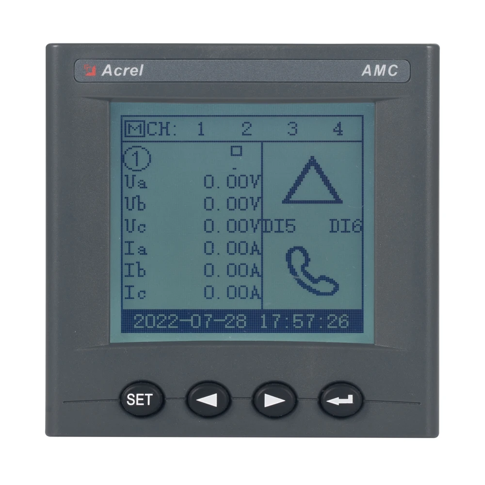 Acrel Multi-Loop Kwh Smart Energy Meter Amc300L-4E3 Ac3 * 220V/380V 100A Input 6 Di2Do Lcd Meter Per Tower Base Station