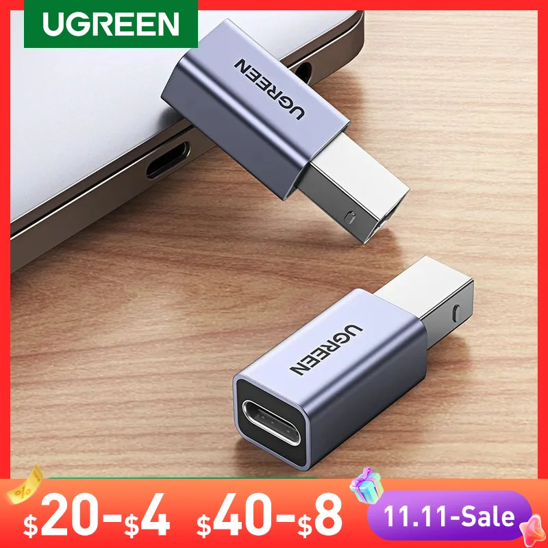  Ugreen USB 2.0 Printer Adapter USB Type c Adapter For Printer Hard Drive Base Fax Machine Scanner USB 2.0 Type c Printer Adapter 