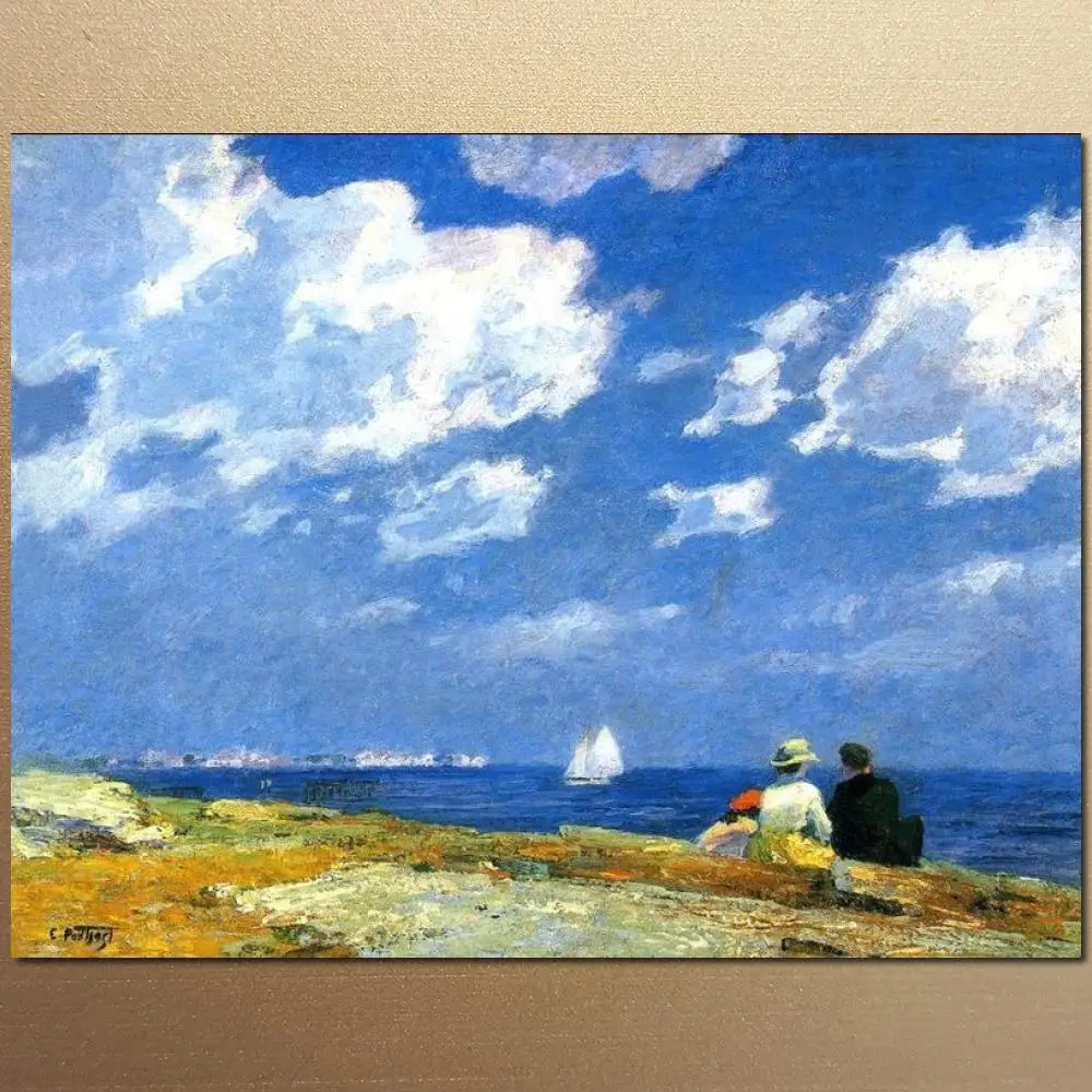 

Пляж картина маслом Морской пейзаж пары на берегу Эдвард Генри поттаст высокое качество ручная роспись искусство на холсте домашний декор