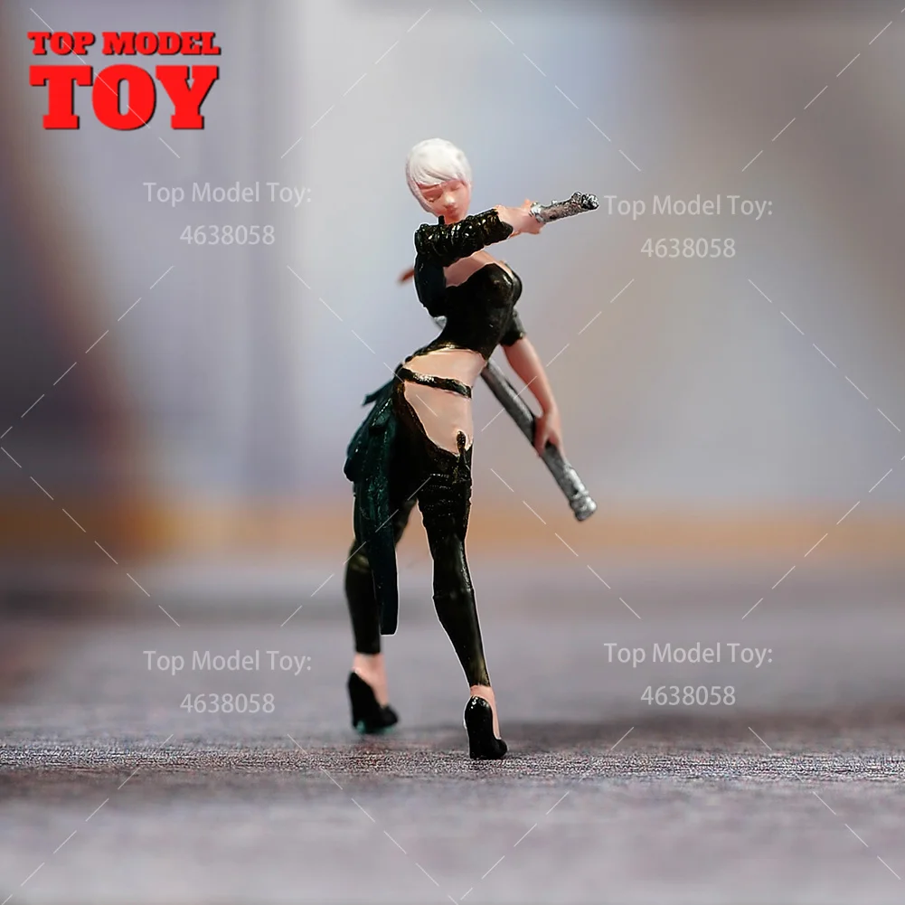 Painted Miniatures 1/64 1/43 1/87 Anime Girl Killer with Sword