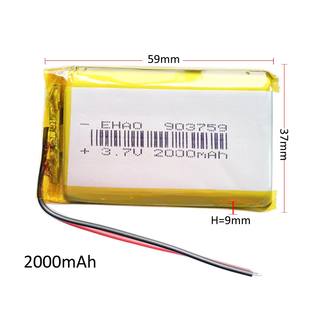 3.7V 2000Mah Lipo Polymer Lithium Lipo Ion Batteria Ricaricabile Per Mp3 Gps Navigator Dvd Recorder Headset E-Book Camera 903759
