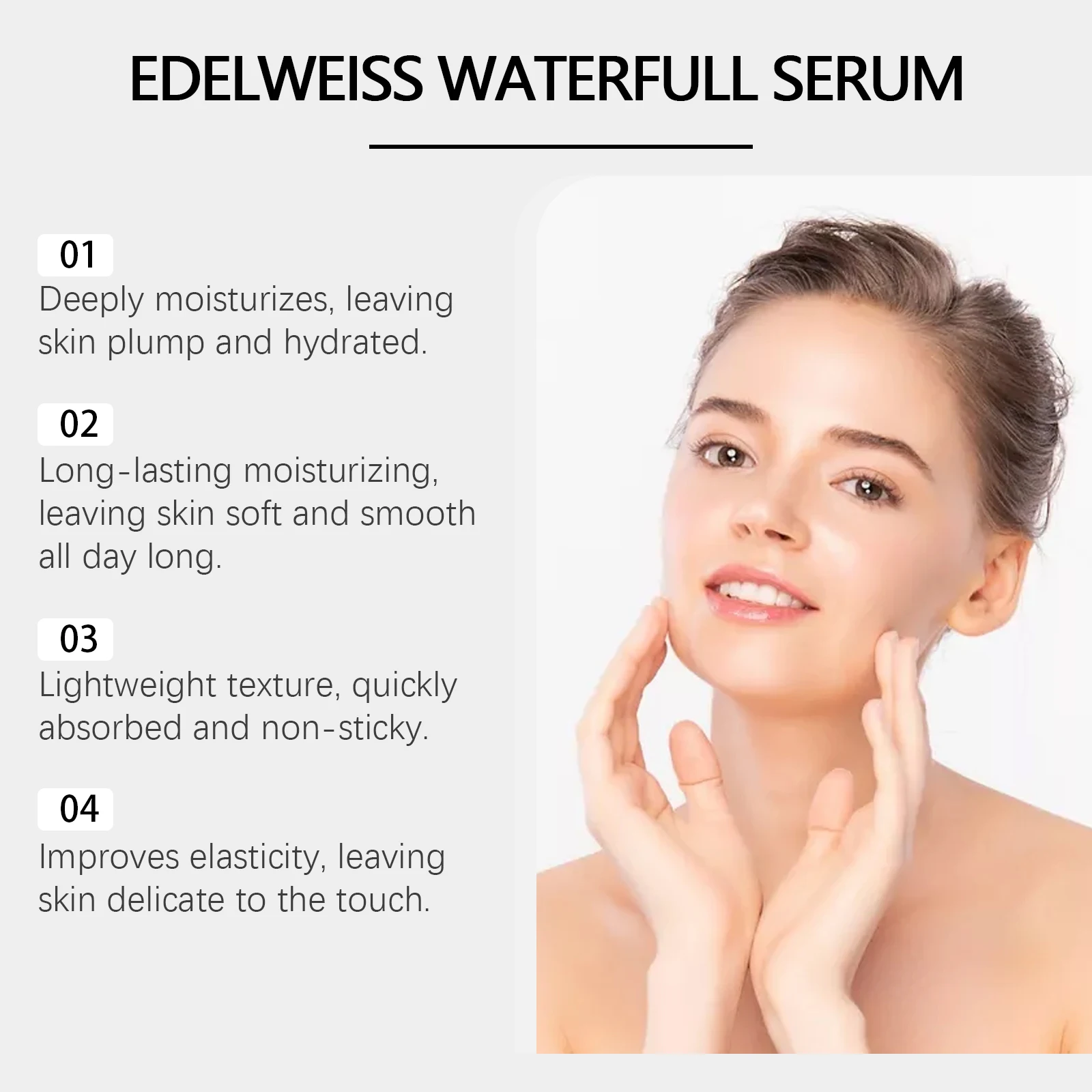 Face Moisturizer Serum Edelweiss Hyaluronic Acid Nourish Dry Smooth Repair Shrinking Pore Brighten Hydrating Essence Skin Care 4