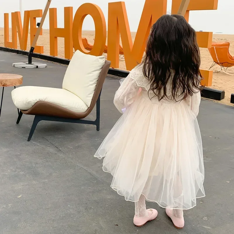 الخريف الشتاء الفتيات فستان حفلة عيد ميلاد الطفل فساتين طويلة الأكمام الدانتيل فستان الأميرة ملابس الأطفال 2-8 سنوات الاطفال الملابس