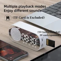 Mirror Clock Wireless Bluetooth Speaker USB LED FM Colorful Atmosphere Light Heavy Bass Portable Speaker For Bedroom Room Office
