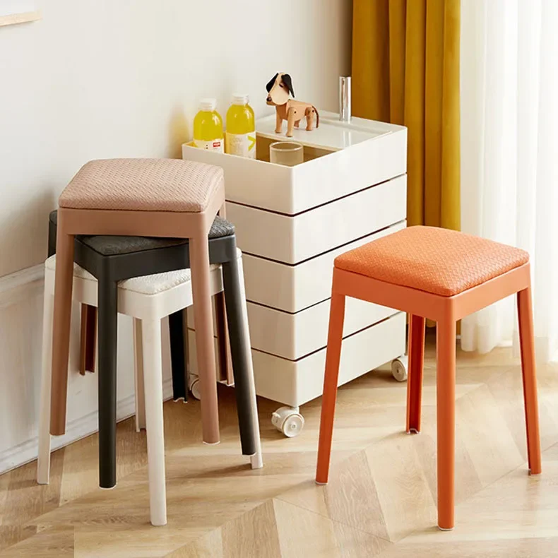 Plastic Stool Thickened Adult Household Dining Table High Bench Modern Simple Fashion Creative Nordic Square Round Stool Chair