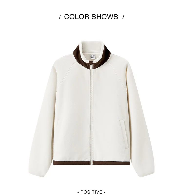 Coat Women Antistatic Polar Fleece Loose New Winter Stand-Up Collar Raglan Sleeve Jacket