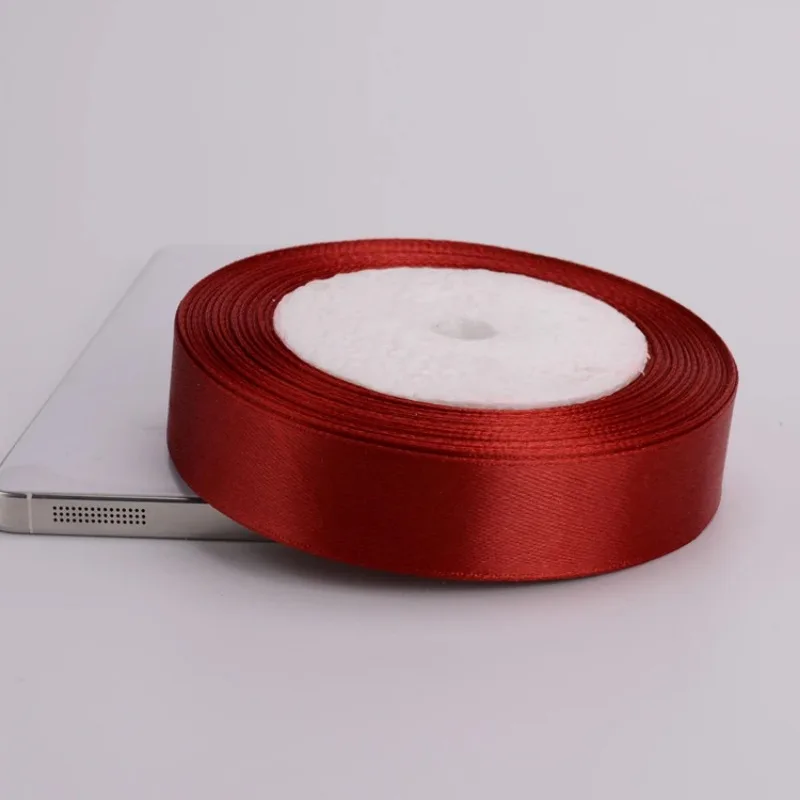 Elegant Burgundy Satin Ribbon - 25 Yards, 6mm-75mm Widths, Perfect for DIY Crafts, Gift Wrapping, and Party Decorations