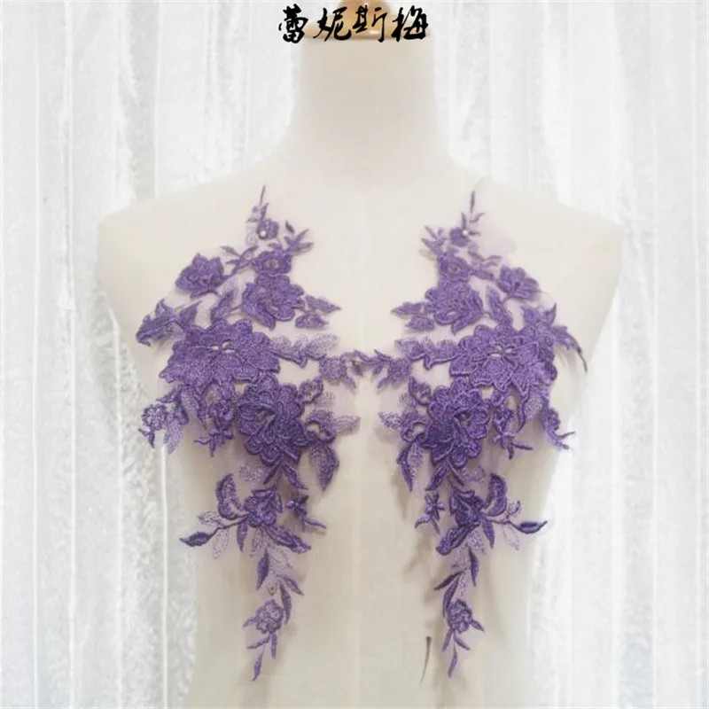 Elegant Floral Embroidery Lace Applique – 45 Colors Wedding Dress Trims