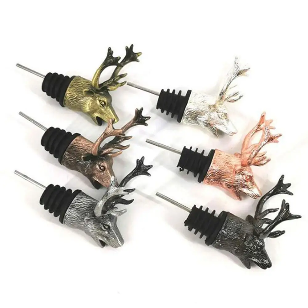 Deer Elk Lion Bull Head Wine Pourer Bottle Stoppers Bar Tools Wedding Party Drinks Wine Aerators Kitchen Tool Accessories