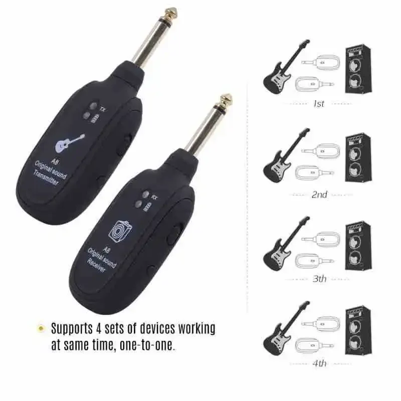 Guitar Wireless System Transmitter Receiver Built-in Rechargeable Wireless Guitar Transmitter for Electric Bass wireless guitar transmitter