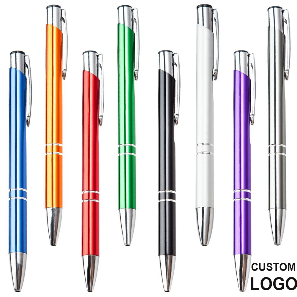 30pcs/lot Custom Metal Ballpoint Pen Engrave Logo or Text Gift Ideas Laser Engraved Metal Pens Personalize