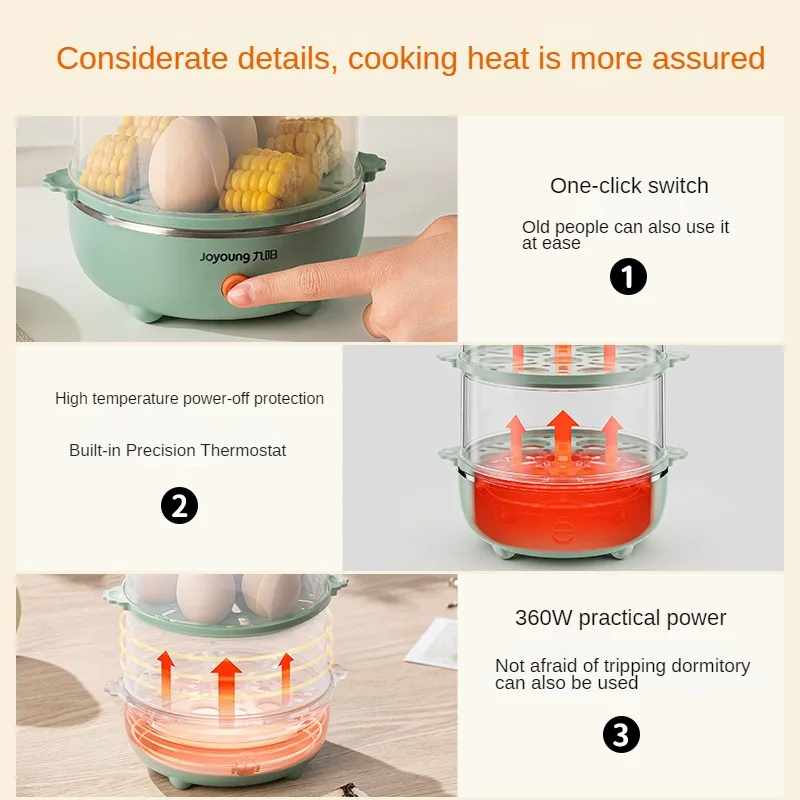 220V Home Electric Egg Cooker Automatic Multi Cooker Egg Boiler Food Steamer for Breakfast 5