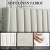 King Bed Frame Upholstered Platform Bed with Fabric Headboard, Wing Edge Design/Non-Slip and Noise-Free/No Box Spring Needed 4
