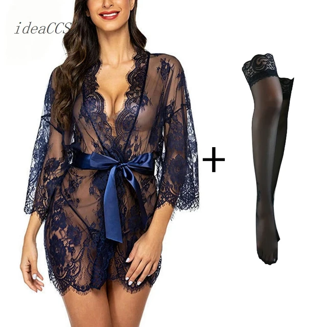  Sexy Lace Lingerie Womens Set Two Piece Panties Underwear  Floral Bodysuit Deep V Neck Sleepwear Nightgown Open Crotch Black:  Clothing, Shoes & Jewelry