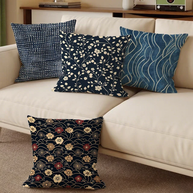 Blue Pattern Pillow Cover 4