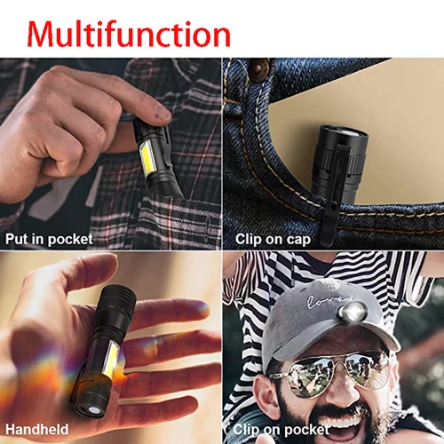 미니 휴대용 USB 충전 COB 사이드 라이트 줌 텔레스코픽 포커싱 방수 램프, 야외 조명 손전등, 1PC 5