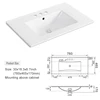 1pc 30inch Porcelain Ceramic Vanity Sink Top, Surface Bathroom Vessel Sink Basin with Three Faucet Holes, Rectangular, Glossy W 6