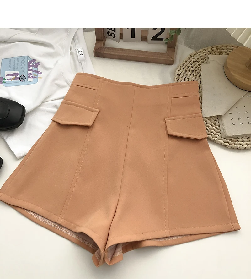 KUSAHIKI Fashion High Waist Woman Shorts 2022 Spring Summer Korean Style Botoms Causal Solid Wide Leg Short Feminima mom shorts