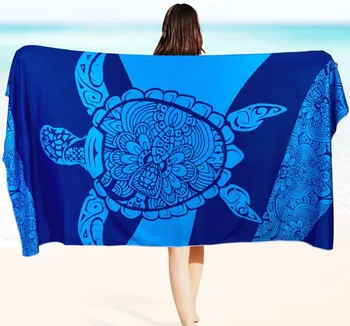 Asciugamano da spiaggia con motivo tartaruga blu per gli amanti della spiaggia Adatto per asciugamani, asciugamani da bagno, asciugamani da spiaggia 1