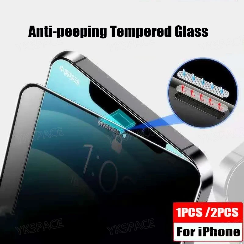 1-2Pcs Dust Filter Net Privacy Tempered Glass for iPhone X XR XS 11 12 13 14 15 Pro Max mini Plus SE Anti Spy Screen Protector