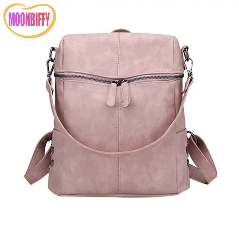 

2022 Casual Large Capacity Shoulder Bags Vintage Women Backpack Nubuck Leather PU School Backpacks for Teenager Girl