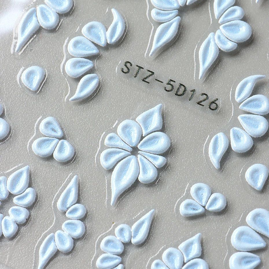 5D geprägte Blütenblatt Rebe Nail Art Aufkleber Abziehbilder Frühling Sommer Floral Nail Art Dekorationen selbstklebende Schieber Folie Maniküre – Detail 10
