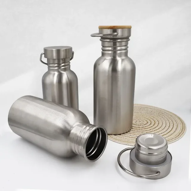 350ML 500 750 Portable Stainless Steel Water Bottle 1000ml Bamboo Lid Sports Flasks Travel Cycling Hiking Camping Bottles BPA 4