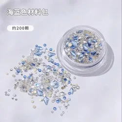 200 - Piece Multi - Shape White and Pink Rhinestone Nail Art Set (Black)