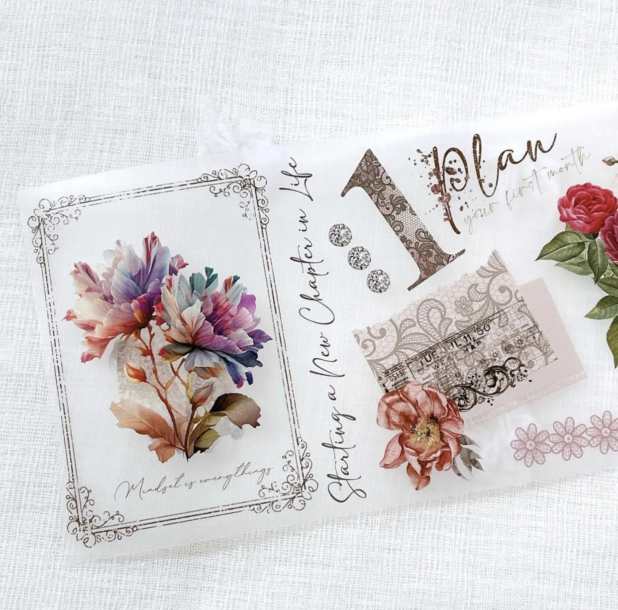 Pet Tape WT Pre-Cut Rosé Scripts | Blush Floral & Handwritten