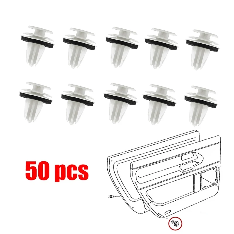 50PCS Door Panel Clip with Seal Ring Fastener Rivet Bumper Clip