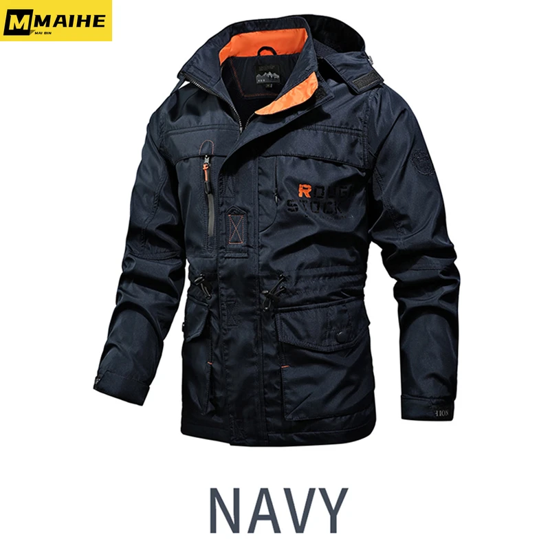 Men's travel hiking jacket Windbreak Soft clothing Tactical coat New men's windbreak bomber pilot hooded Retro field jacket